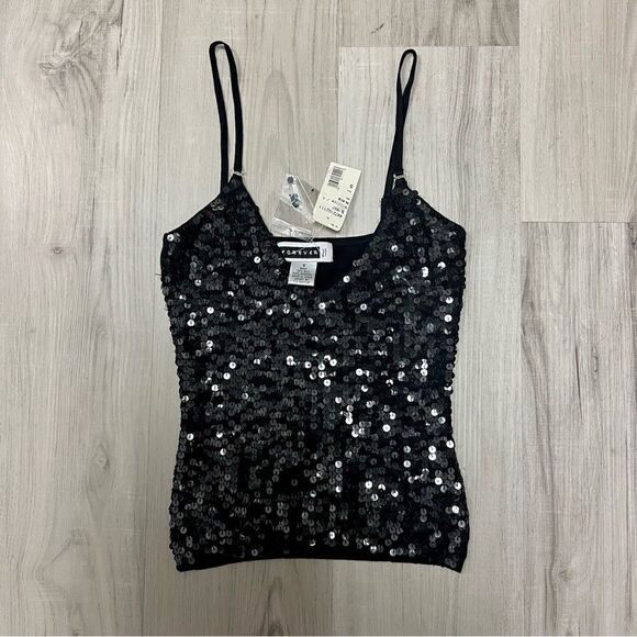 Forever 21 vintage y2k black knit sequin v neck sz S convertible straps NWT - Picture 8 of 14